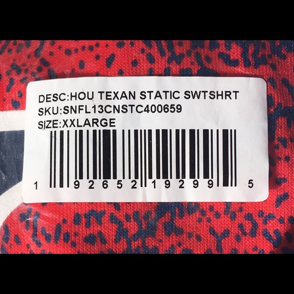 Houston Texans Sweatshirt Mens 2X NFL Static Sweatshirt Zubaz Crew Neck NIP - Picture 6 of 6